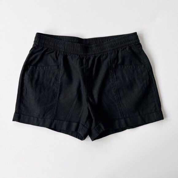 Old Navy High Rise Linen Blend Shorts in Black Jack - Picture 4 of 10